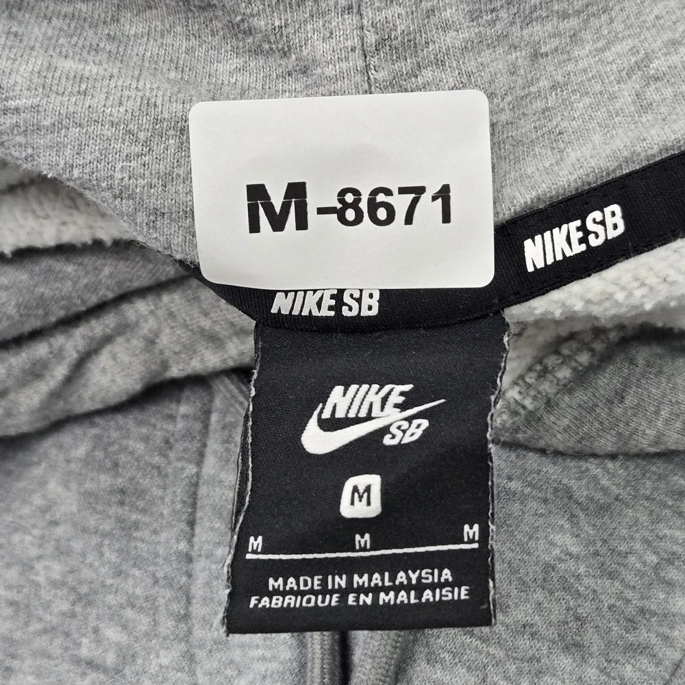 Nike SB Men Hoodie M Gray Fleece Activewear Logo Skater‎ Long Sleeve